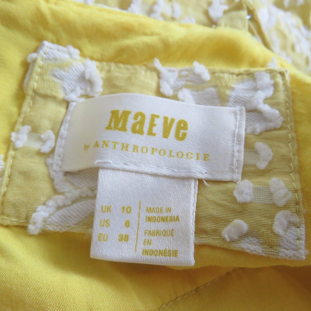 ANTHROPOLOGIE MAEVE Rhonda Textured Midi Dress in Yellow Floral Boho Size US 6 - Picture 15 of 15